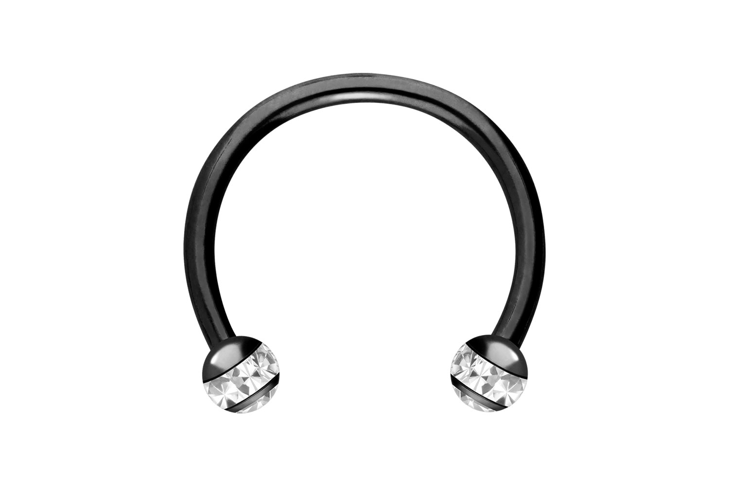 Chirurgenstahl Hufeisenring EPOXY-RING-KUGELN + KRISTALLE
